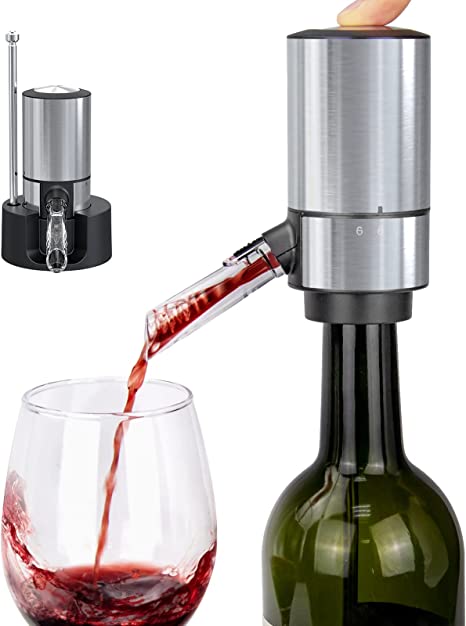 Battery operated wine dispenser with 135 degree anti-spill angle 